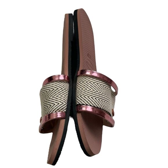Havaianas Trancoso Slides Bronze Beige Women’s Size 11-12 Chevron Strap Slip On - Picture 3 of 9
